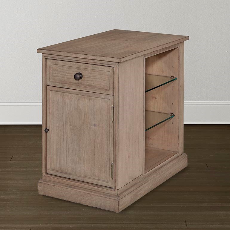 Bassett Artisanal Transitional Chairside Table with Glass Shelves